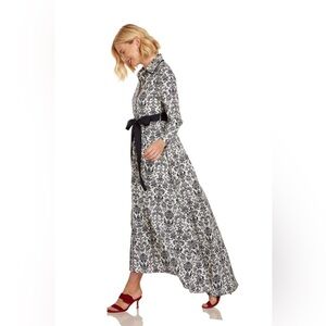 Trish Scully Costance Maxi Dress NWT Size 0 | Navy Damask Cottagecore Button-Up